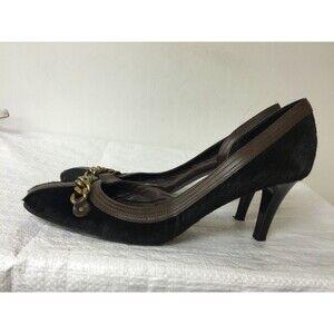 J. CREW Women black/brown leather  & Calf Hair heels  Shoes Size 9